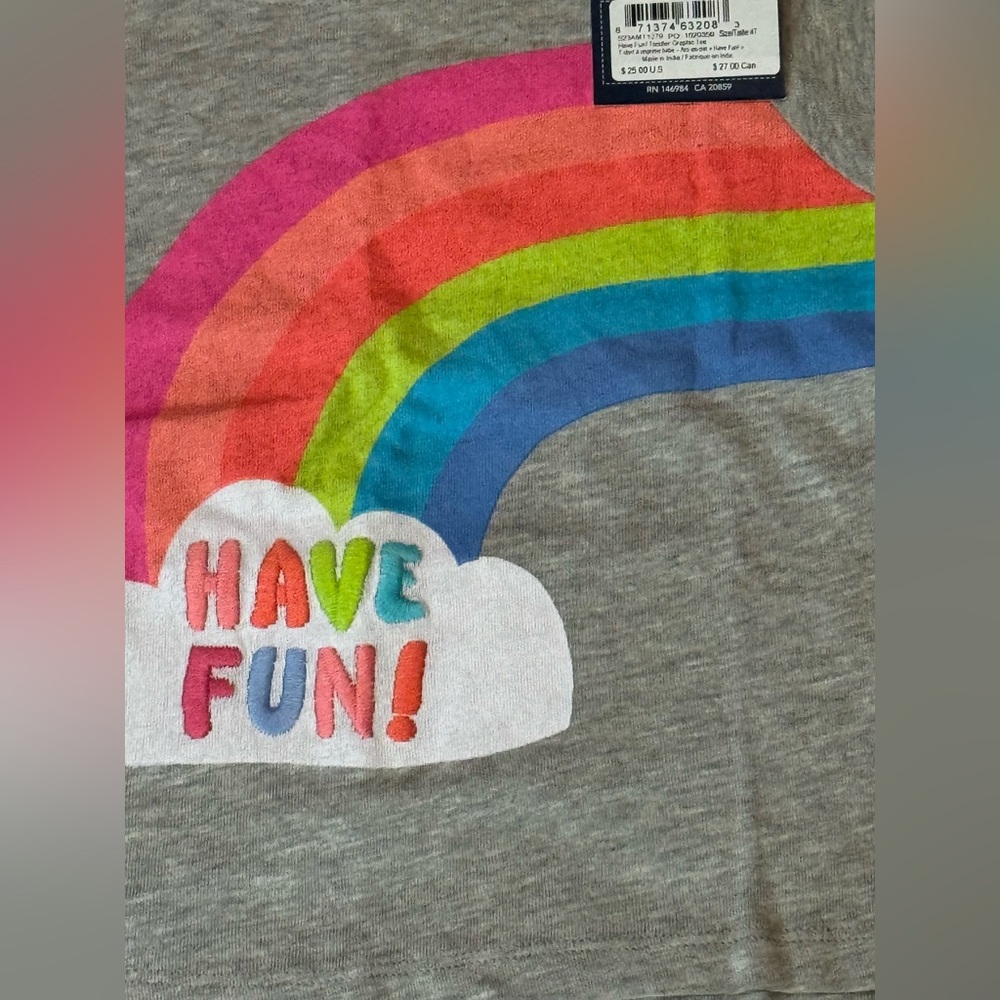 NWT Girls’ Hatley 4T Outfit “Have Fun” Rainbow Tee + Leggings - Picture 6 of 12